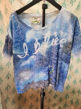 Disney Couture Peter Pan 'I Believe' Blue Graphic Tee